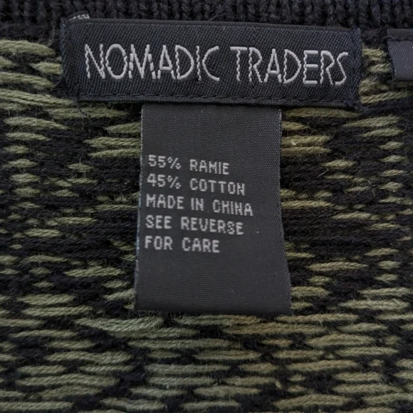 Nomadic Traders full zip Nordic cardigan sweater size medium black green - Picture 5 of 6